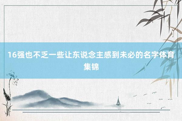 16强也不乏一些让东说念主感到未必的名字体育集锦