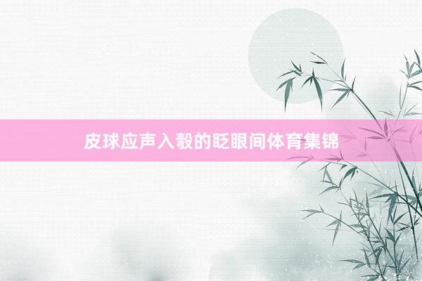 皮球应声入彀的眨眼间体育集锦