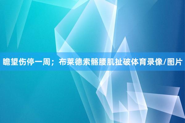 瞻望伤停一周；布莱德索髂腰肌扯破体育录像/图片
