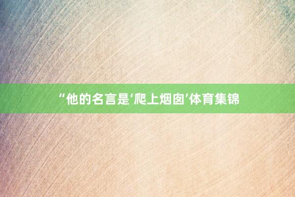 “他的名言是‘爬上烟囱’体育集锦
