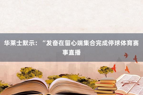 华莱士默示：“发奋在留心端集合完成停球体育赛事直播