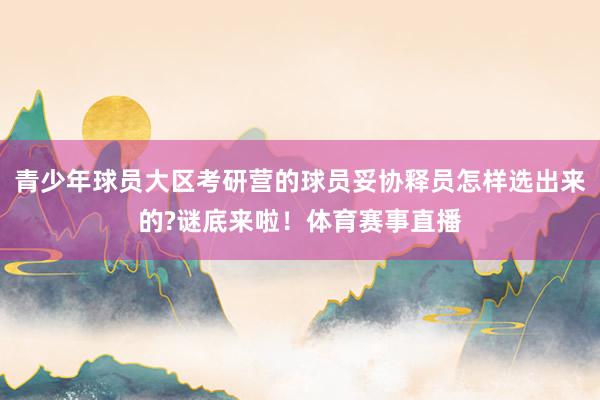 青少年球员大区考研营的球员妥协释员怎样选出来的?谜底来啦！体育赛事直播