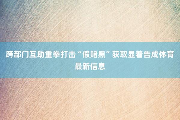 跨部门互助重拳打击“假赌黑”获取显着告成体育最新信息