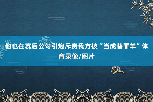 他也在赛后公勾引炮斥责我方被“当成替罪羊”体育录像/图片