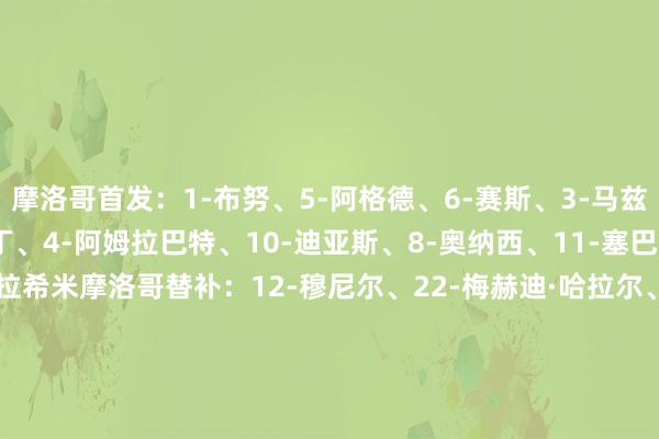 摩洛哥首发：1-布努、5-阿格德、6-赛斯、3-马兹拉维、26-萨拉赫·埃丁、4-阿姆拉巴特、10-迪亚斯、8-奥纳西、11-塞巴里、24-艾纳维、9-S·拉希米摩洛哥替补：12-穆尼尔、22-梅赫迪·哈拉尔、18-亚米克、15-穆罕默德·奇比、2-阿什拉夫、27-布德拉尔、25-马西纳、23-埃尔哈努斯、21-塔尔比、14-塔尔格哈林、16-阿克霍马奇、17-阿布德、13-本·塞吉尔、20-卡埃比、19-恩内斯里科摩罗首发：16-潘多尔、5-索里希、4-托比布、8-扬尼斯·卡里、2-布拉、15-尤素福、6-伊亚德、28-扎杜·尤瑟夫、7-塞雷马尼、11-塞德、10-姆查加马科摩罗替补：1-本·博伊纳、23-安都马蒂、25-伊德里斯·穆罕默德、12-姆达霍马、3-哈基姆·阿卜杜拉、14-雷米·维塔、22-巴卡里、18-鲍哈尼、27-卢丁、26-米罗维利、13-埃默里克、17-毛利达、20-扎伊德·阿米尔、21-本·纳鲍汉、9-阿里·阿卜杜拉【赛前信息】    体育集锦